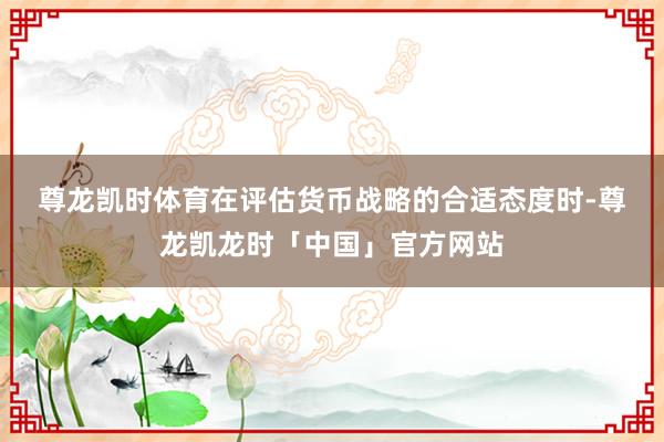 尊龙凯时体育 在评估货币战略的合适态度时-尊龙凯龙时「中国」官方网站