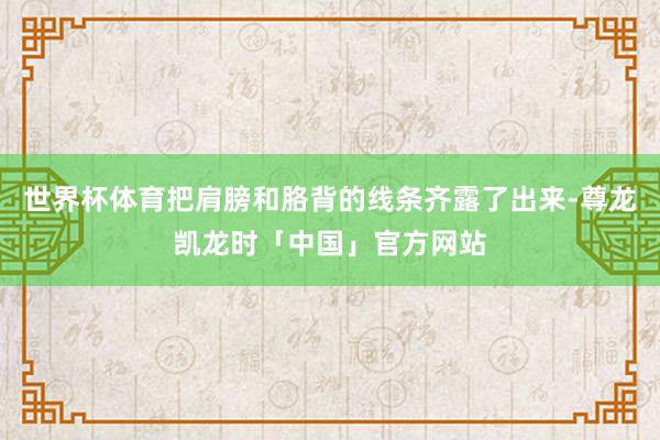 世界杯体育把肩膀和胳背的线条齐露了出来-尊龙凯龙时「中国」官方网站