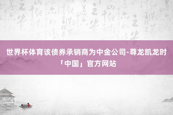 世界杯体育该债券承销商为中金公司-尊龙凯龙时「中国」官方网站