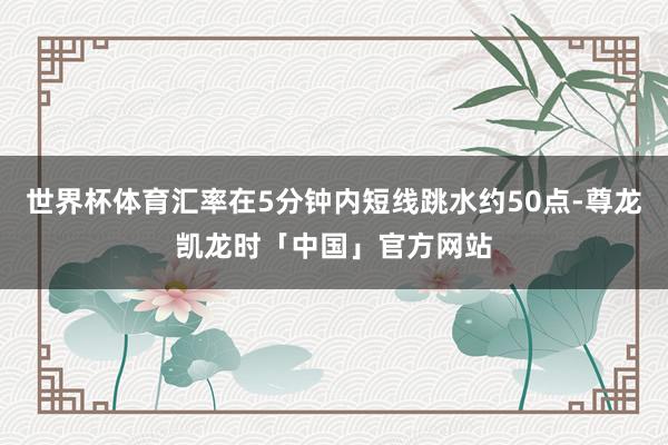 世界杯体育汇率在5分钟内短线跳水约50点-尊龙凯龙时「中国」