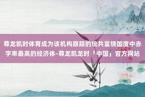 尊龙凯时体育成为该机构跟踪的统共富饶国度中赤字率最高的经济体